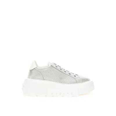 Casadei Nexus Metallic Leather Sneakers In Silver