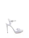 Casadei Silver Glitter Strap Sandals