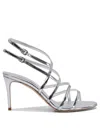 Casadei Silver Leather Sandals With Crisscross Straps In White