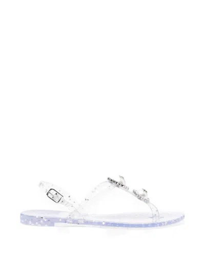 Casadei Silver Slingback Sandals In Transparent