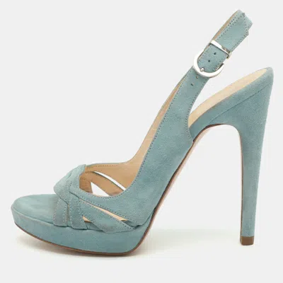 Pre-owned Casadei Size 36 Light Blue Suede Slingback Sandals