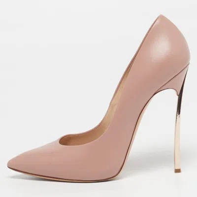 Pre-owned Casadei Size 39 Light Pink Leather Pointed Toe Pumps