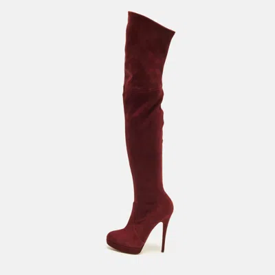 Pre-owned Casadei Size 39 Purple Suede Knee Length Boots