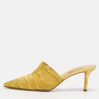 Pre-owned Casadei Size 40 Gold Lurex Fabric Pointed Toe Mules