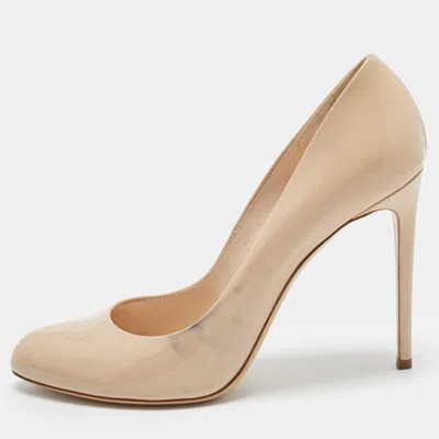 Pre-owned Casadei Size 40.5 Beige Patent Leather Pumps