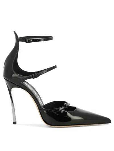 Casadei Sleek Black Pumps With Triple Buckle Straps And Cut-out Detail For Women
