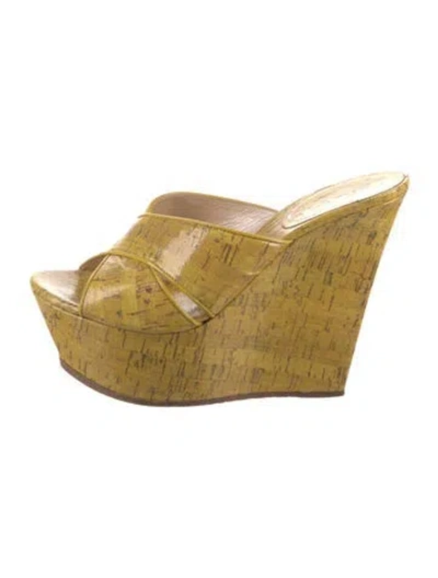 Pre-owned Casadei Slides In Yellow