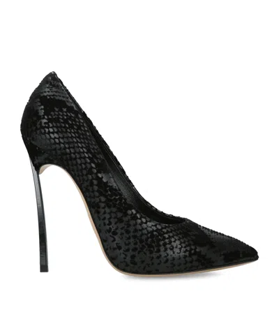 Casadei Snake-effect Blade Kitana Heels 120 In Black