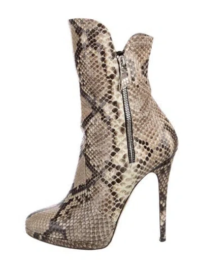 Pre-owned Casadei Snakeskin Animal Print Boots In Brown