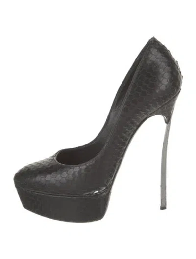 Pre-owned Casadei Snakeskin Animal Print Pumps In Black