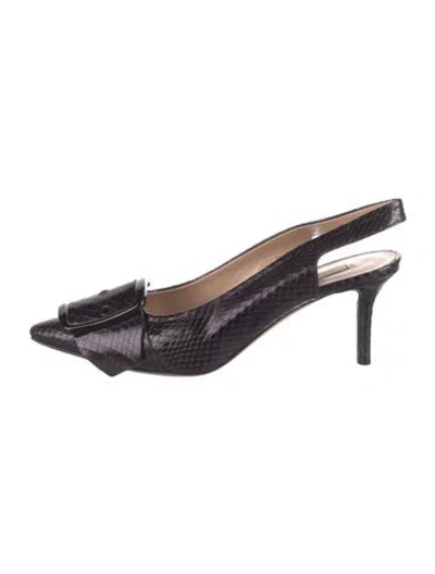 Pre-owned Casadei Snakeskin Slingback Pumps In Black