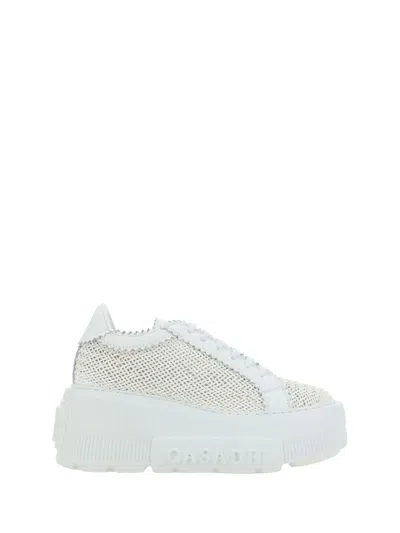 Casadei Tie Casual Shoes With Thick Soles And Low Uppers In White