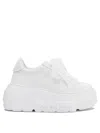 Casadei Nexus Net Salento Leather Platform Sneakers In White