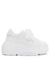 Casadei Nexus Net Salento Leather Platform Sneakers In White