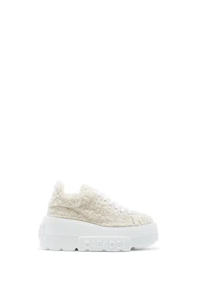 Casadei 80mm Low-top Fleece Sneakers In Neutrals