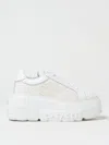 Casadei White Platform Sneakers Interwoven Design In Polyurethane Woman In White