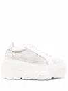 Casadei White Platform Sneakers Interwoven Design In Polyurethane Woman In White