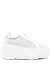 Casadei White Platform Sneakers Interwoven Design In Polyurethane Woman In White