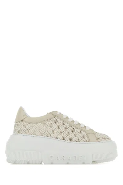Casadei Sneakers In Rete Sabbia Donna In Neutral