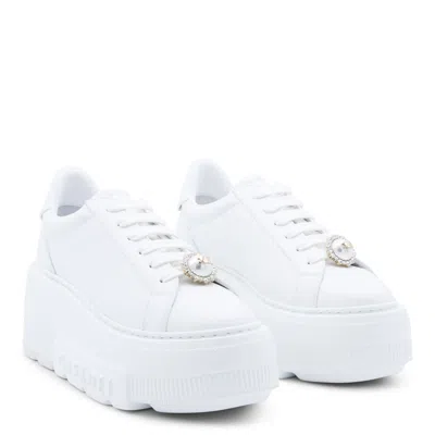 Casadei White Leather Nexus Sneakers In Blue