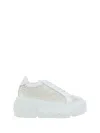 Casadei White Platform Sneakers Interwoven Design In Polyurethane Woman In White