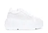 Casadei White Platform Sneakers Interwoven Design In Polyurethane Woman In White