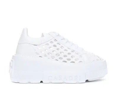 Casadei Sneakers Low Top Platform Sole In White