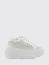 Casadei Nexus Woven Leather Wedge Sneakers In White