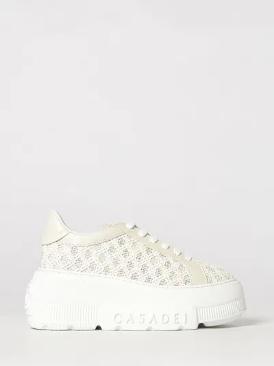 Casadei Nexus Wedge Sneakers In Woven Polyurethane In Multi