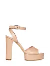 Casadei Soft Nappa Leather Sandals With 120 Mm Heel In Nude