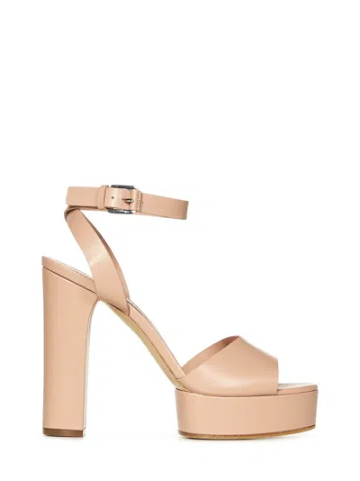 Casadei Soft Nappa Leather Sandals With 120 Mm Heel In Nude