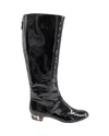 Casadei Softylux Knee Boots In Black Patent Leather In Black