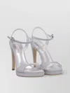 Casadei Sparkling Ankle Strap Open Toe Pumps In Grey