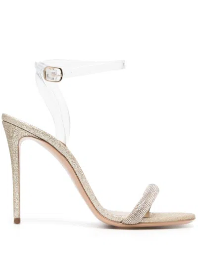 Casadei 109mm Glittered Leather Sandals In Plata