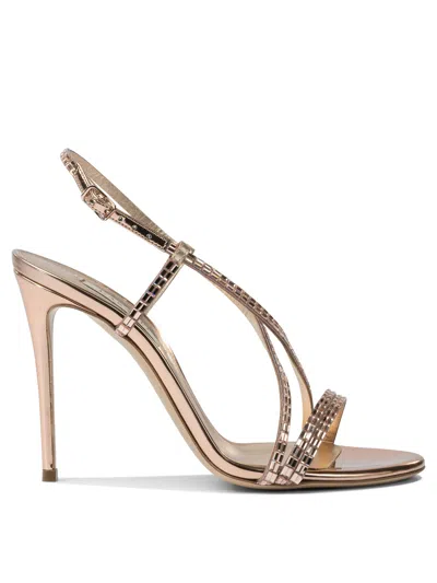 Casadei Julia Heeled Sandals Slingback Strap In Gold