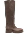 Casadei Status Knee-high Leather Boots In Grey
