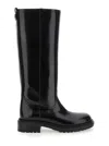 Casadei Leather Knee High Boots With Chunky Sole In Black