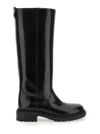 Casadei Leather Knee High Boots With Chunky Sole In Black