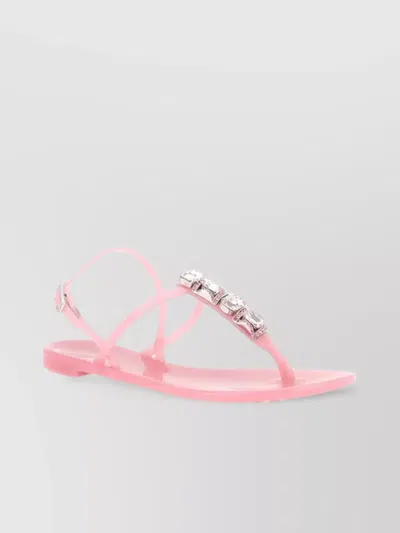 Casadei Strap Embellished Open Toe Sandals In Pink