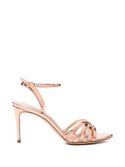 Casadei Strappy Metallic Sandals In Pink