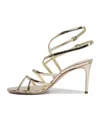 Casadei Julia 80 Metallic Leather Cage Sandals In Gold