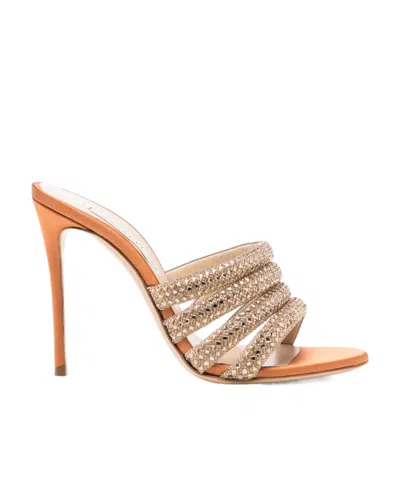 Casadei Stratosphere 110mm Studded Sandals In Nude