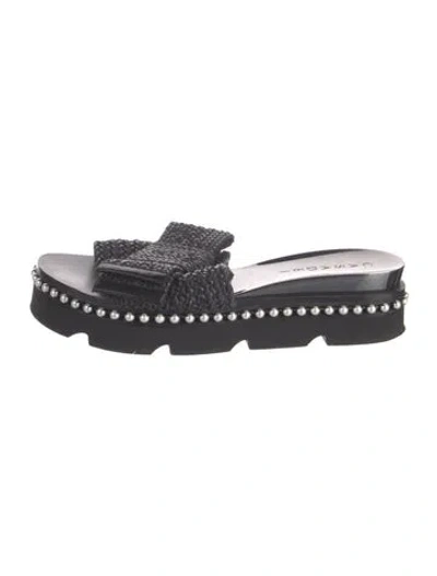 Pre-owned Casadei Straw Slides In Black