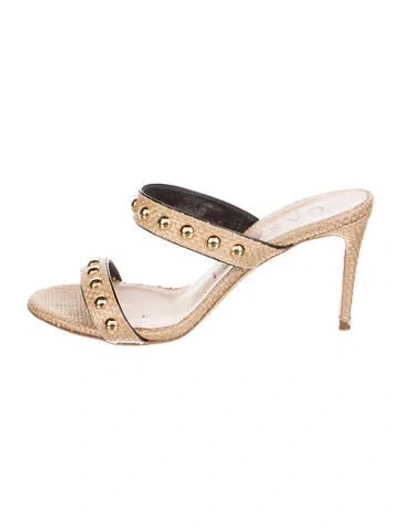 Pre-owned Casadei Straw Slides In Multi