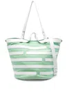Casadei Stripe-pattern Leather Tote Bag In Green