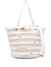 Casadei Stripe-pattern Leather Tote Bag In Nude