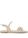 Casadei Embellished Strappy Sandals In Neutral