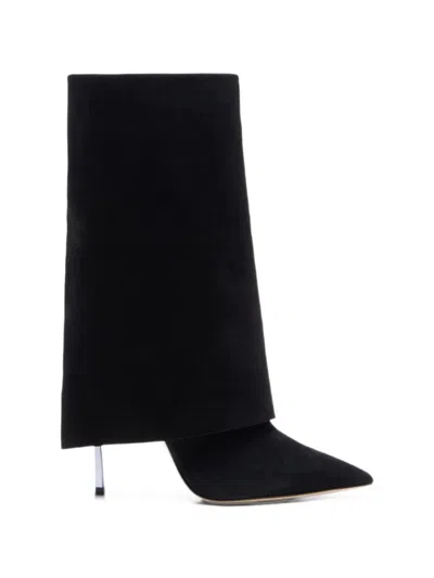 Casadei Casual Chic Berlino Suede Ankle Boots With 10 Cm Heel In Blue