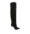 Casadei 100mm Metallic-heel Suede Over-the-knee Boots In Black