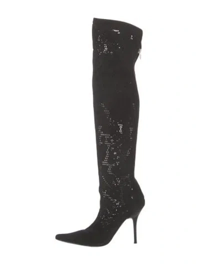 Pre-owned Casadei Suede Boots In Black